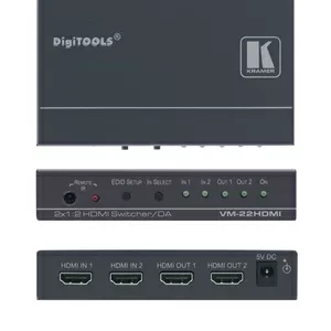 VM-22H Усилитель-распределитель 1:2 сигнала HDMI с коммутатором 2x1