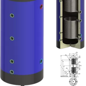 Буферная емкость с изоляцией и 2 змеевиками