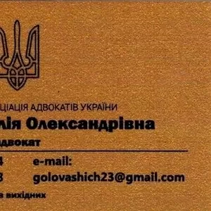 Адвокат Головашич Юлія Олександрівна Правова допомога в різних галузяx