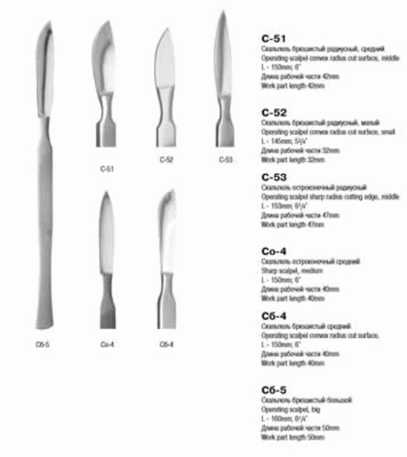 Со-4 Скальпель остроконечн средний Со 150х40