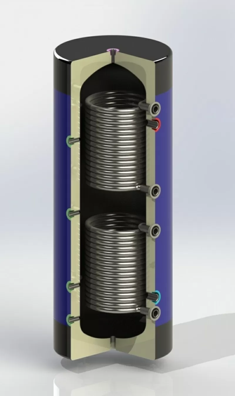 Буферная емкость с изоляцией и 2 змеевиками 2