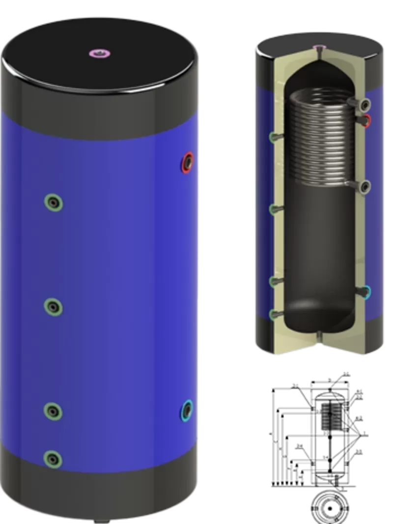 Буферная емкость с изоляцией и змеевиком