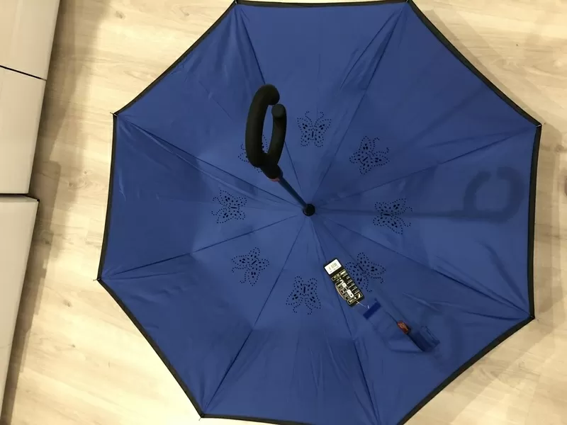 Ветрозащитный обратный зонтик складной двойной Слои перевертыш 4