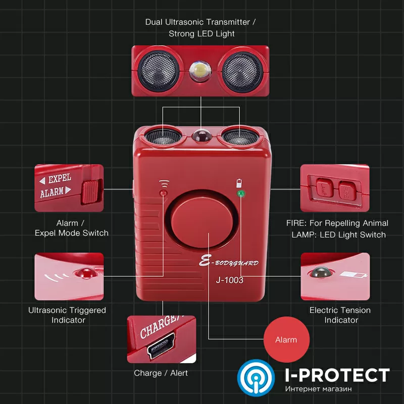Карманный отпугиватель от собак на аккумуляторе J-1003. 3