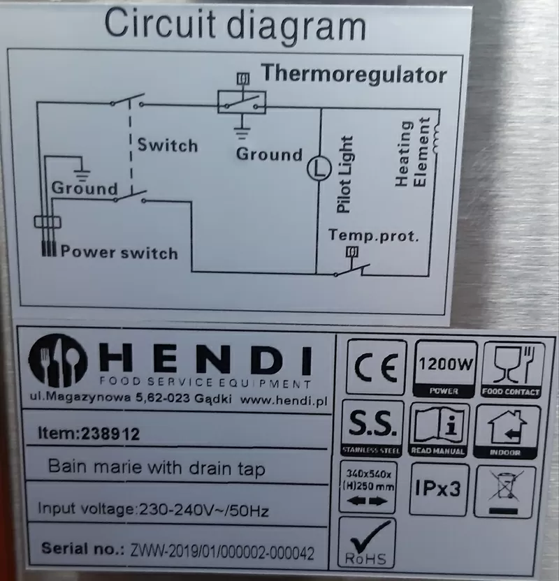 Мармит тепловой Hendi – Kitchen Line GN 1/1-150 (1200 Вт / с краном). 7