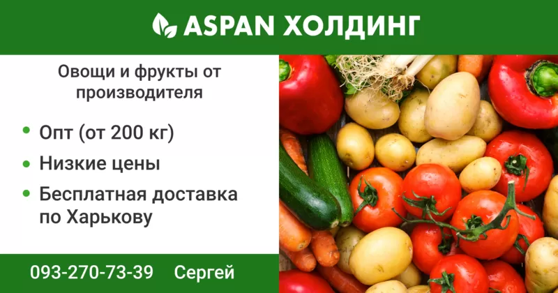 Овощи и фрукты (огурец,  редис,  картошка) оптом от производителя