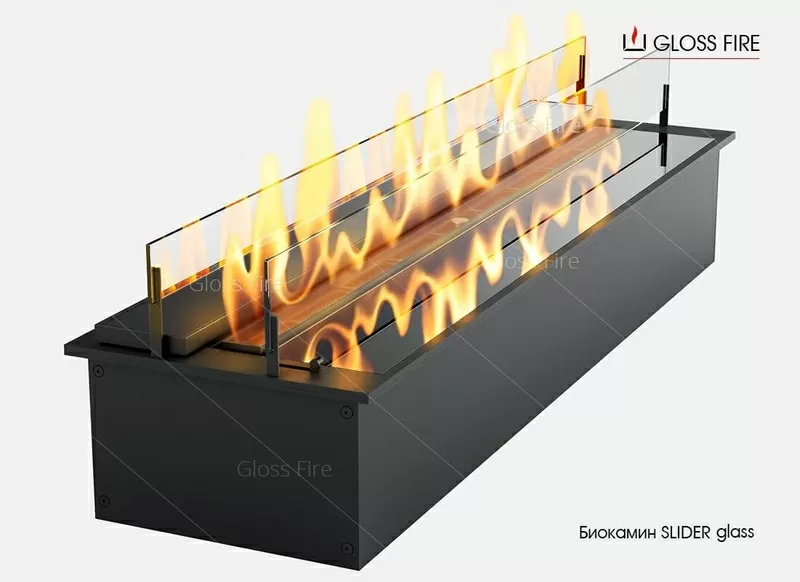 Дизайнерский биокамин SLIDER glass 1000 Gloss Fire 2