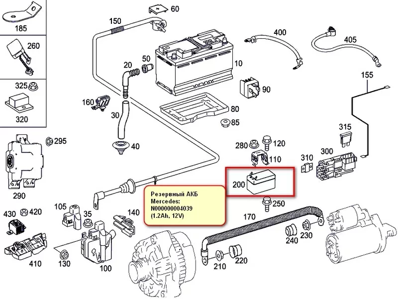 Аккумулятор бортовой сети Mercedes: N000000004039. 2