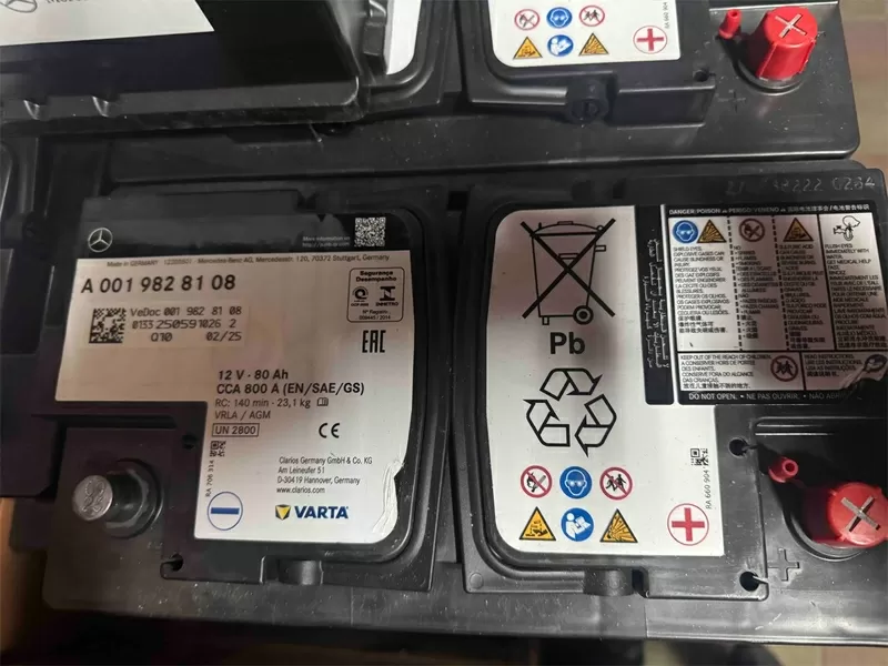 Аккумулятор AGM Start-Stop 80Ah,  800A,  12V Mercedes A0019828108 6