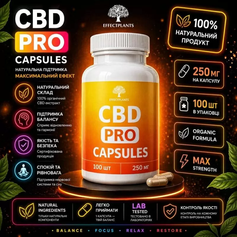 CBD капсулы 250 мг Premium 60 шт — натуральная поддержка нервной системы,  снижение стресса и улучшение сна 2