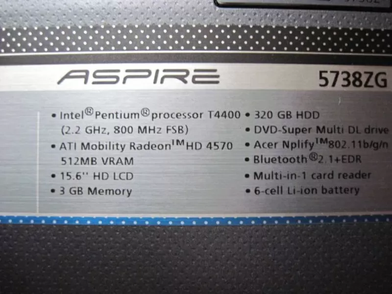 Продам ноутбук ACER ASPIRE 5738ZG 4